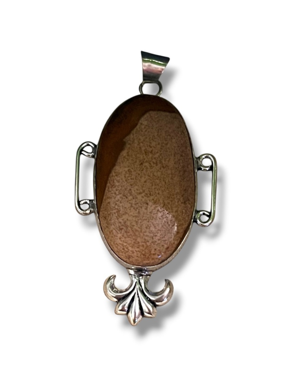 New, Picture Japer Oval Pendant Gem on 925 Sterling Silver Setting